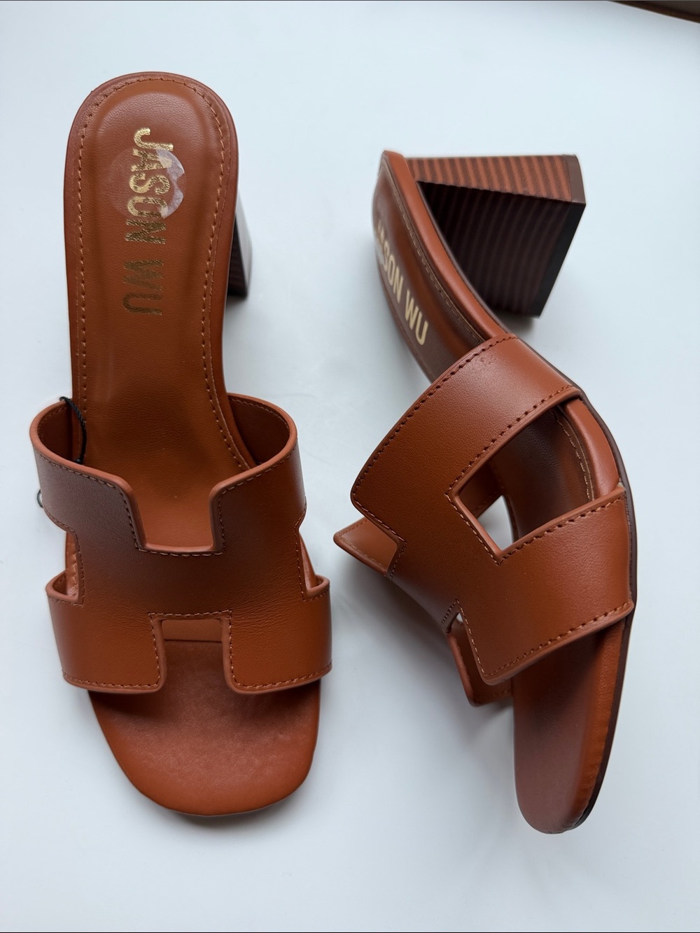 Jason Wu Tan Brown Leather Slide Mules - Picture 4 of 15